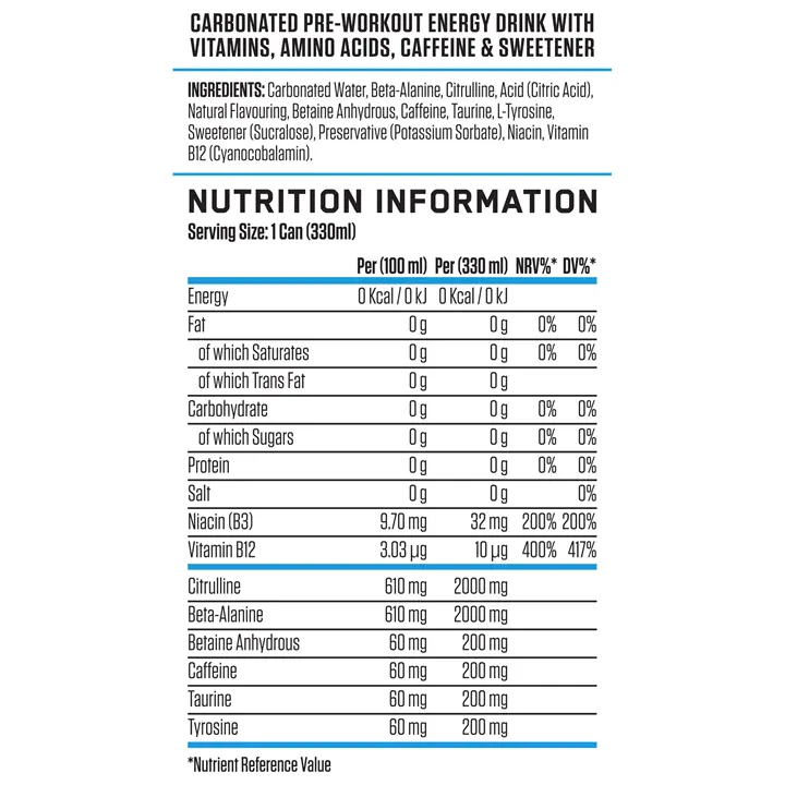 Applied Nutrition ABE (All Black Everything) Carbonated Can 12x330ml